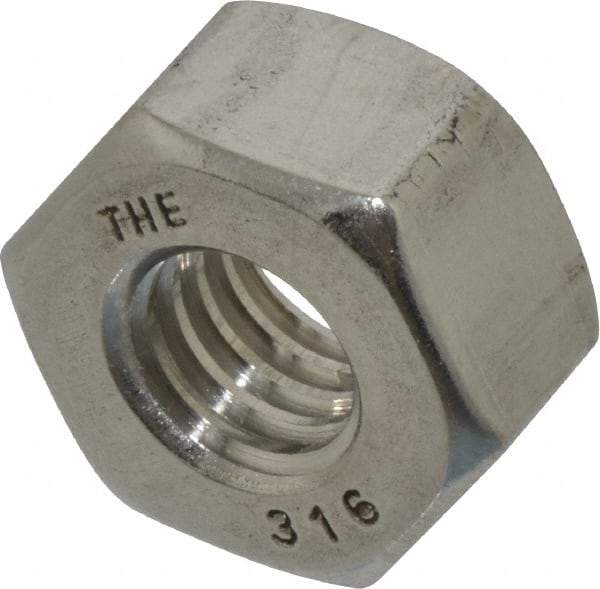 Value Collection - 3/8-16 UNC Stainless Steel Right Hand Heavy Hex Nut - 11/16" Across Flats, 23/64" High, Uncoated - Makers Industrial Supply