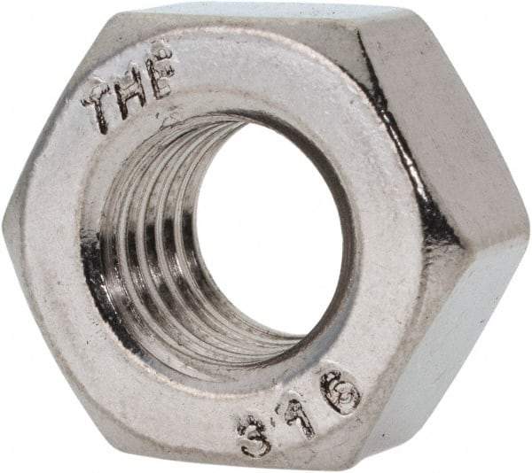 Value Collection - 7/16-14 UNC Stainless Steel Right Hand Heavy Hex Nut - 3/4" Across Flats, 27/64" High, Uncoated - Makers Industrial Supply