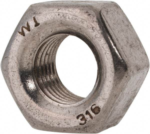 Value Collection - 7/16-20 UNF Stainless Steel Right Hand Heavy Hex Nut - 3/4" Across Flats, 27/64" High, Uncoated - Makers Industrial Supply