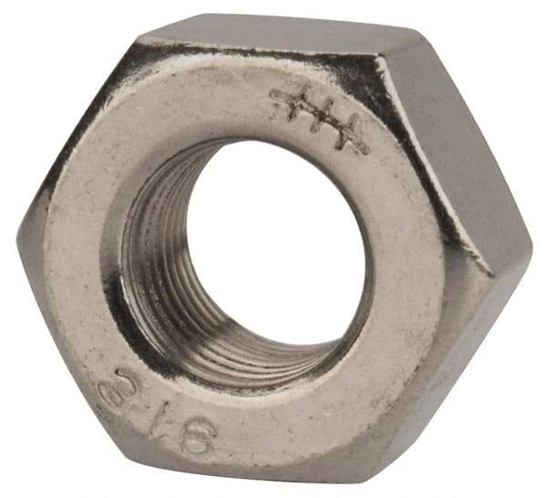 Value Collection - 1/2-20 UNF Stainless Steel Right Hand Heavy Hex Nut - 7/8" Across Flats, 31/64" High, Uncoated - Makers Industrial Supply