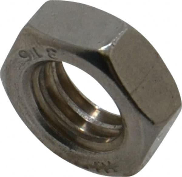 Value Collection - 3/8-16 UNC Stainless Steel Right Hand Hex Jam Nut - 9/16" Across Flats, 7/32" High, Uncoated - Makers Industrial Supply