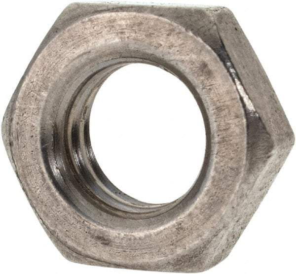 Value Collection - 7/16-14 UNC Stainless Steel Right Hand Hex Jam Nut - 11/16" Across Flats, 1/4" High, Uncoated - Makers Industrial Supply