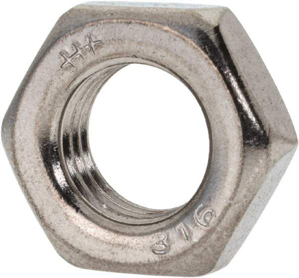 Value Collection - 7/16-20 UNF Stainless Steel Right Hand Hex Jam Nut - 11/16" Across Flats, 1/4" High, Uncoated - Makers Industrial Supply