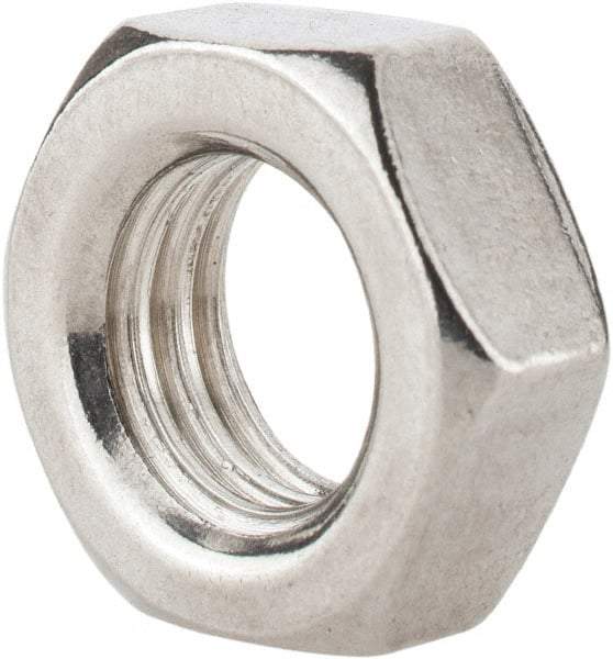 Value Collection - 1/2-13 UNC Stainless Steel Right Hand Hex Jam Nut - 3/4" Across Flats, 5/16" High, Uncoated - Makers Industrial Supply