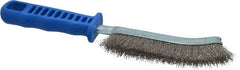 JAZ USA - Stainless Steel Crimped Wire Scratch Brush - 5" Brush Length x 5" Brush Width, 10" OAL, 1-1/8" Trim Length, Plastic Handle - Makers Industrial Supply