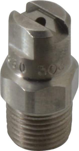 Bete Fog Nozzle - 1/8" Pipe, 30° Spray Angle, Grade 303 Stainless Steel, Standard Fan Nozzle - Male Connection, 1.26 Gal per min at 100 psi, 0.072" Orifice Diam - Makers Industrial Supply