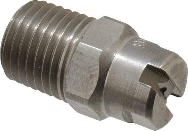 Bete Fog Nozzle - 1/4" Pipe, 30° Spray Angle, Grade 303 Stainless Steel, Standard Fan Nozzle - Male Connection, 0.79 Gal per min at 100 psi, 0.057" Orifice Diam - Makers Industrial Supply