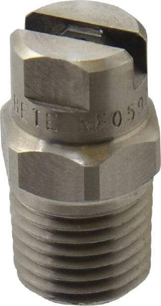 Bete Fog Nozzle - 1/4" Pipe, 90° Spray Angle, Grade 303 Stainless Steel, Standard Fan Nozzle - Male Connection, 0.79 Gal per min at 100 psi, 0.057" Orifice Diam - Makers Industrial Supply