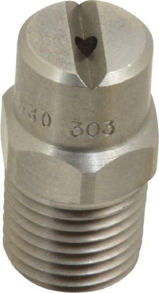 Bete Fog Nozzle - 1/4" Pipe, 30° Spray Angle, Grade 303 Stainless Steel, Standard Fan Nozzle - Male Connection, 2.37 Gal per min at 100 psi, 3/32" Orifice Diam - Makers Industrial Supply