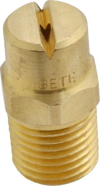 Bete Fog Nozzle - 1/4" Pipe, 90° Spray Angle, Brass, Standard Fan Nozzle - Male Connection, 2.37 Gal per min at 100 psi, 3/32" Orifice Diam - Makers Industrial Supply