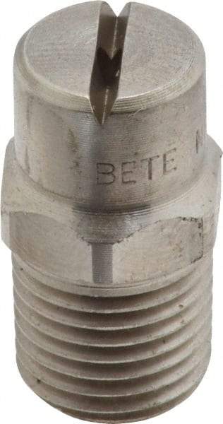 Bete Fog Nozzle - 1/4" Pipe, 90° Spray Angle, Grade 303 Stainless Steel, Standard Fan Nozzle - Male Connection, 2.37 Gal per min at 100 psi, 3/32" Orifice Diam - Makers Industrial Supply