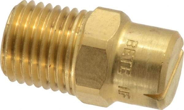 Bete Fog Nozzle - 1/4" Pipe, 120° Spray Angle, Brass, Standard Fan Nozzle - Male Connection, 2.37 Gal per min at 100 psi, 3/32" Orifice Diam - Makers Industrial Supply