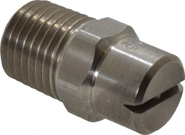 Bete Fog Nozzle - 1/4" Pipe, 120° Spray Angle, Grade 303 Stainless Steel, Standard Fan Nozzle - Male Connection, 2.37 Gal per min at 100 psi, 3/32" Orifice Diam - Makers Industrial Supply