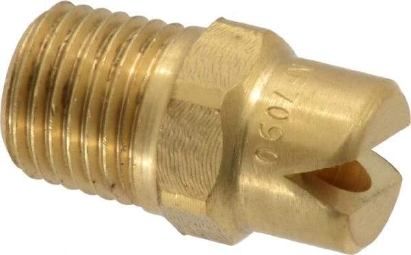 Bete Fog Nozzle - 1/4" Pipe, 90° Spray Angle, Brass, Standard Fan Nozzle - Male Connection, 11.1 Gal per min at 100 psi, 0.203" Orifice Diam - Makers Industrial Supply