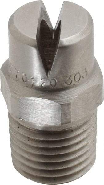 Bete Fog Nozzle - 1/4" Pipe, 120° Spray Angle, Grade 303 Stainless Steel, Standard Fan Nozzle - Male Connection, 11.1 Gal per min at 100 psi, 0.203" Orifice Diam - Makers Industrial Supply