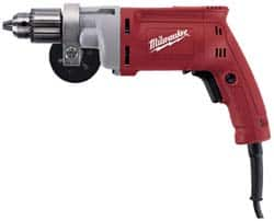 Milwaukee Tool - 1/2" Keyed Chuck, 850 RPM, Pistol Grip Handle Electric Drill - 8 Amps, 120 Volts, Reversible, Includes 1/2" Magnum Drill, Chuck Key with Holder, Side Handle - Makers Industrial Supply