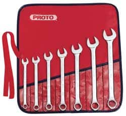 Proto - 7 Piece, 3/8" to 3/4", Combination Wrench Set - Inch Measurement Standard, Satin Finish, Comes in Nylon Roll - Makers Industrial Supply