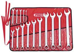 Proto - 15 Piece, 7mm to 32mm, Combination Wrench Set - Metric Measurement Standard, Satin Finish, Comes in Canvas Roll - Makers Industrial Supply