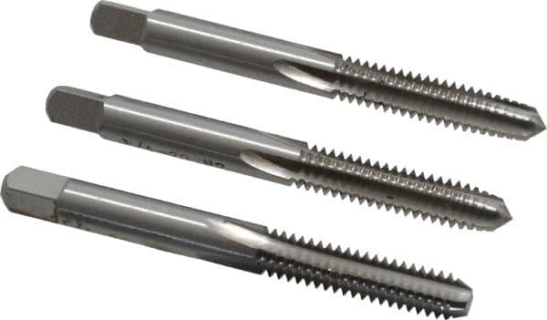 Interstate - 1/4-20 UNC, 4 Flute, Bottoming, Plug & Taper, Bright Finish, High Speed Steel Tap Set - Right Hand Cut, 2-1/2" OAL, 1" Thread Length - Makers Industrial Supply