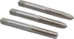 Interstate - 5/16-18 UNC, 4 Flute, Bottoming, Plug & Taper, Bright Finish, High Speed Steel Tap Set - Right Hand Cut, 2-23/32" OAL, 1" Thread Length - Makers Industrial Supply