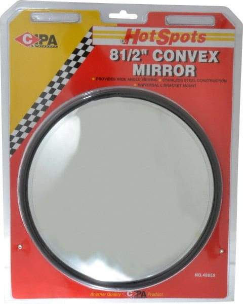 Value Collection - Automotive Full Size Convex Round Mirror with L Bracket - Stainless Steel, 8-1/2" Mirror Diam - Makers Industrial Supply