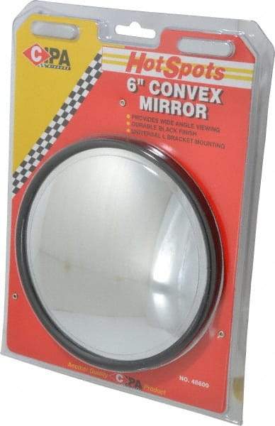 Value Collection - Automotive Full Size Convex Round Mirror with L Bracket - Black, 6" Mirror Diam - Makers Industrial Supply