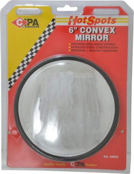 Value Collection - Automotive Full Size Convex Round Mirror with L Bracket - Stainless Steel, 6" Mirror Diam - Makers Industrial Supply