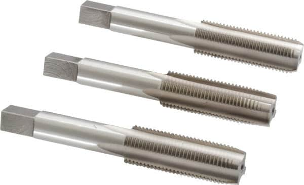 Interstate - 9/16-18 UNF, 4 Flute, Bottoming, Plug & Taper, Bright Finish, High Speed Steel Tap Set - Right Hand Cut, 3-19/32" OAL, 1-21/32" Thread Length - Makers Industrial Supply