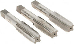 Interstate - 3/4-10 UNC, 4 Flute, Bottoming, Plug & Taper, Bright Finish, High Speed Steel Tap Set - Right Hand Cut, 4-1/4" OAL, 2" Thread Length - Makers Industrial Supply