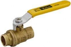 Parker - 1" Pipe, Brass Standard Ball Valve - 2 Piece, Inline - One Way Flow, Soldered x Soldered Ends, Lever Handle, 600 WOG, 150 WSP - Makers Industrial Supply