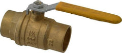 Parker - 1-1/4" Pipe, Brass Standard Ball Valve - 2 Piece, Inline - One Way Flow, Soldered x Soldered Ends, Lever Handle, 600 WOG, 150 WSP - Makers Industrial Supply