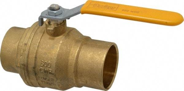 Parker - 2" Pipe, Brass Standard Ball Valve - 2 Piece, Inline - One Way Flow, Soldered x Soldered Ends, Lever Handle, 600 WOG, 150 WSP - Makers Industrial Supply