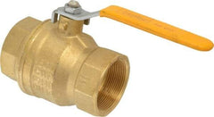 Parker - 2" Pipe, Brass Standard Ball Valve - 2 Piece, Inline - One Way Flow, FNPT x FNPT Ends, Lever Handle, 600 WOG, 150 WSP - Makers Industrial Supply