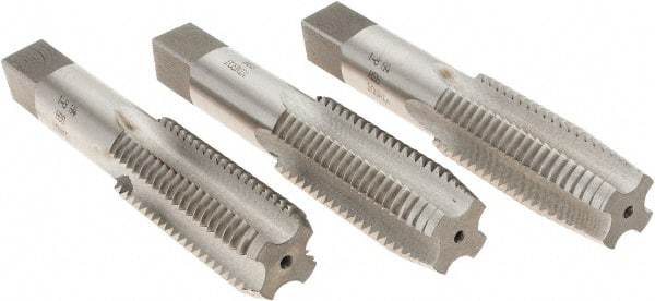 Interstate - 1-8 UNC, 4 Flute, Bottoming, Plug & Taper, Bright Finish, High Speed Steel Tap Set - Right Hand Cut, 5-1/8" OAL, 2-1/2" Thread Length - Makers Industrial Supply