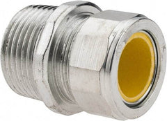 Cooper Crouse-Hinds - 0.65 to 3/4" Cable Capacity, Liquidtight, Straight Strain Relief Cord Grip - 1 NPT Thread, 1-3/4" Long, Steel - Makers Industrial Supply