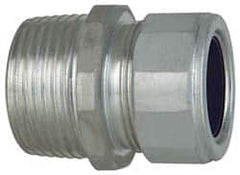 Cooper Crouse-Hinds - 3/4 to 0.85" Cable Capacity, Liquidtight, Straight Strain Relief Cord Grip - 1 NPT Thread, 1-3/4" Long, Steel - Makers Industrial Supply