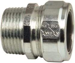 Cooper Crouse-Hinds - 0.85 to 0.95" Cable Capacity, Liquidtight, Straight Strain Relief Cord Grip - 1 NPT Thread, 1-7/8" Long, Steel - Makers Industrial Supply