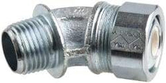 Cooper Crouse-Hinds - 1/4 to 0.35" Cable Capacity, Liquidtight, Elbow Strain Relief Cord Grip - 1/2 NPT Thread, 1-25/32" Long, Malleable Iron - Makers Industrial Supply