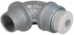 Cooper Crouse-Hinds - 1/4 to 0.35" Cable Capacity, Liquidtight, Elbow Strain Relief Cord Grip - 1/2 NPT Thread, 1-13/16" Long, Malleable Iron - Makers Industrial Supply