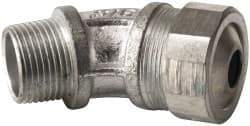 Cooper Crouse-Hinds - 0.35 to 0.45" Cable Capacity, Liquidtight, Elbow Strain Relief Cord Grip - 3/4 NPT Thread, 2-17/32" Long, Malleable Iron - Makers Industrial Supply