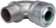 Cooper Crouse-Hinds - 0.45 to 0.56" Cable Capacity, Liquidtight, Elbow Strain Relief Cord Grip - 3/4 NPT Thread, 2-5/16" Long, Malleable Iron - Makers Industrial Supply