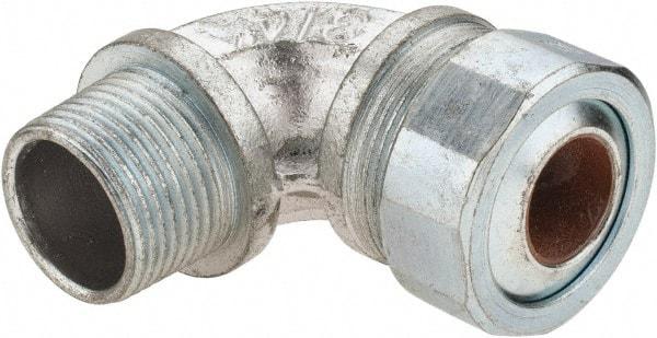 Cooper Crouse-Hinds - 0.55 to 0.65" Cable Capacity, Liquidtight, Elbow Strain Relief Cord Grip - 3/4 NPT Thread, 2-5/16" Long, Malleable Iron - Makers Industrial Supply