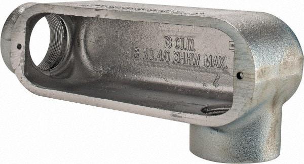 Cooper Crouse-Hinds - Form 5, LL Body, 2" Trade, Rigid Malleable Iron Conduit Body - Oval, 10-1/2" OAL, 68 cc Capacity, Gray - Makers Industrial Supply