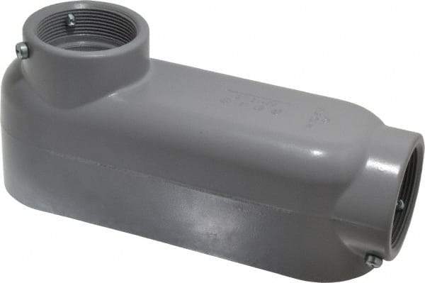 Cooper Crouse-Hinds - Form 5, LB Body, 2" Trade, EMT, IMC, Rigid Aluminum Conduit Body - Rectangle, 10.2" OAL, 71.2 cc Capacity, Gray - Makers Industrial Supply