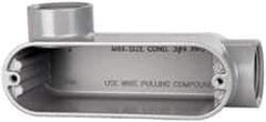 Cooper Crouse-Hinds - Form 5, LL Body, 1" Trade, IMC, Rigid Aluminum Conduit Body - Oval/Rectangle, 5.94" OAL, 12.2 cc Capacity, Silver - Makers Industrial Supply