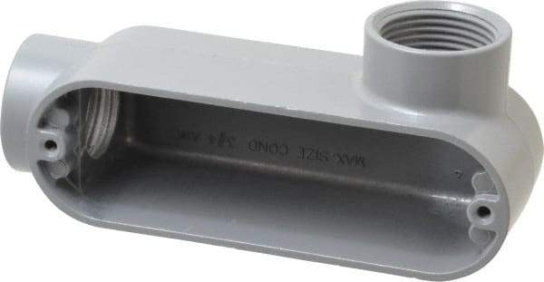 Cooper Crouse-Hinds - Form 5, LR Body, 1" Trade, IMC, Rigid Aluminum Conduit Body - Oval/Rectangle, 5.94" OAL, 12.2 cc Capacity, Silver - Makers Industrial Supply