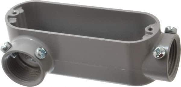 Cooper Crouse-Hinds - Form 5, LR Body, 1" Trade, EMT, IMC, Rigid Aluminum Conduit Body - Rectangle, 5.94" OAL, 12.2 cc Capacity, Gray - Makers Industrial Supply