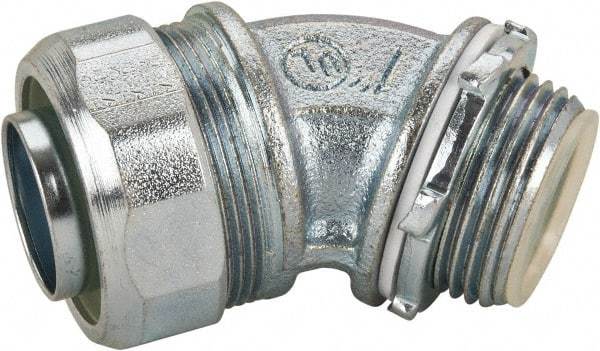 Cooper Crouse-Hinds - 1" Trade, Malleable Iron Threaded Angled Liquidtight Conduit Connector - Insulated - Makers Industrial Supply