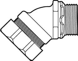 Cooper Crouse-Hinds - 0.15 to 1/4" Cable Capacity, Liquidtight, Elbow Strain Relief Cord Grip - 1/2 NPT Thread, 1-25/32" Long, Malleable Iron - Makers Industrial Supply