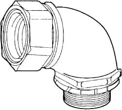 Cooper Crouse-Hinds - 1" Trade, Malleable Iron Threaded Angled Liquidtight Conduit Connector - Noninsulated - Makers Industrial Supply